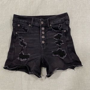 American Eagle Black Ripped Jean Shorts - Size 2